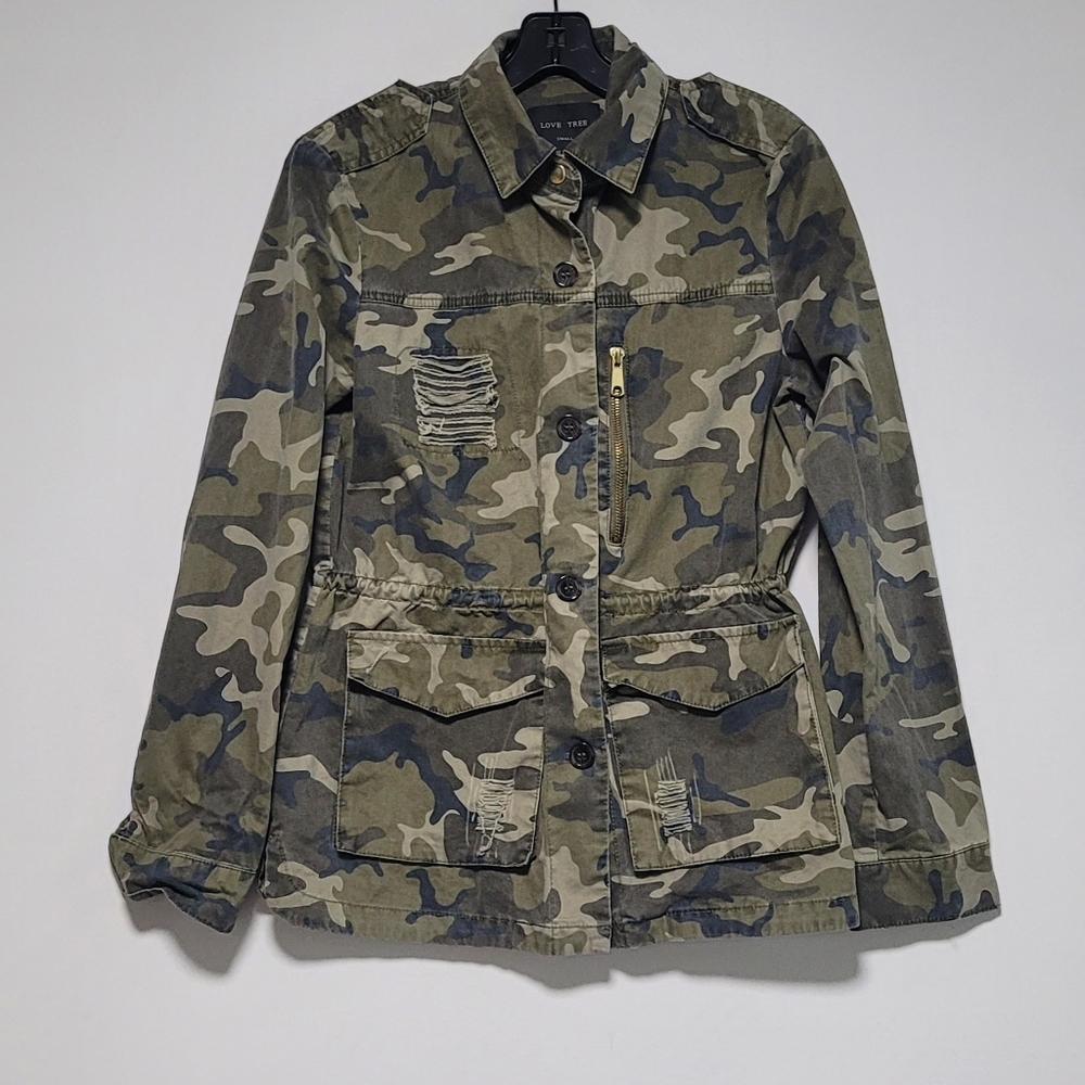 Love Tree Green Camouflouge Utility Jacket